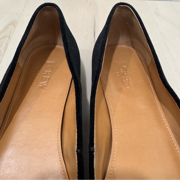 J. Crew Amelia Flats Black Velvet with Gold Metallic Cap Women's 8.5 Slip On - Picture 4 of 9